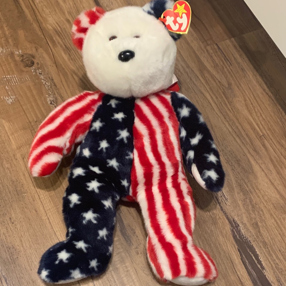 Ty Red, White, and Blue Star Bear Plush
